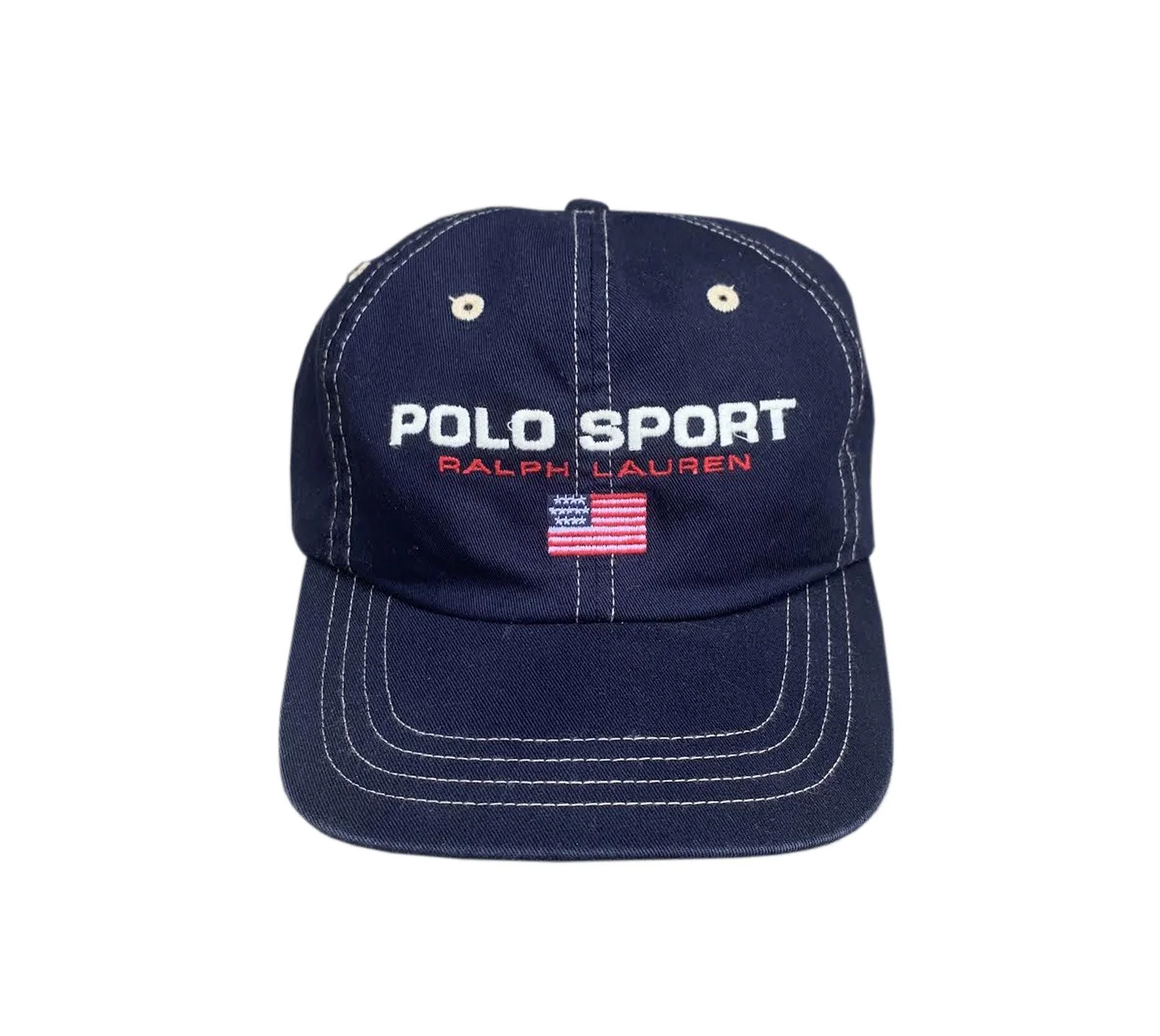Vintage Polo Sport Ralph Lauren Navy / Leather Strap Hat — RootsBK
